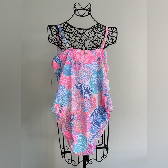 Lilly Pulitzer one piece bathing suit in pink, blue and white - Picture 2 of 8